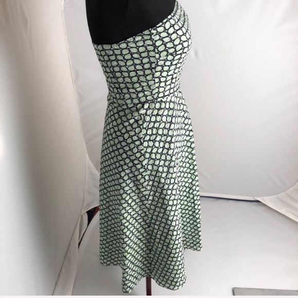 J Crew green and navy cotton strapless dress 2 - Picture 3 of 11